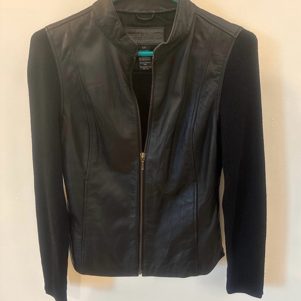 Vintage Jaclyn Smith Leather/ Sweater Jacket